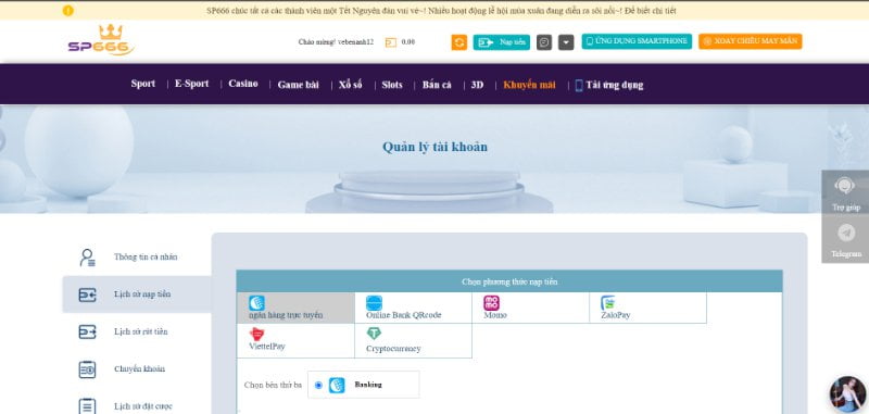 Hướng dẫn nạp tiền ATM Gobet - Gobet